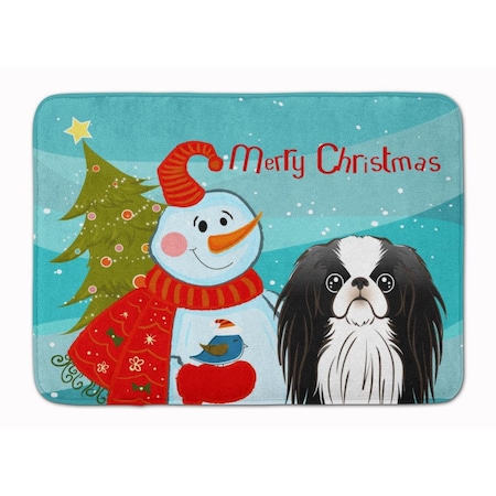 Carolines Treasures Snowman with Japanese Chin Machine Washable Memory Foam Mat BB1850RUG